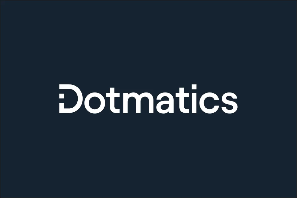 The Dotmatics wordmark on a dark navy field